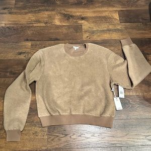 NWT - Good American Brown Teddy Cardigan Pullover - size 1 - oversized